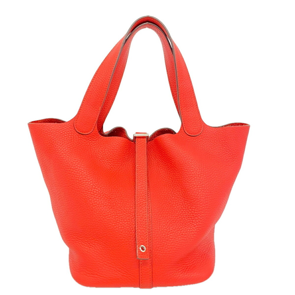 Hermes Picotin Lock MM handbag, Taurillon Clemence leather, Vermilion, X stam...